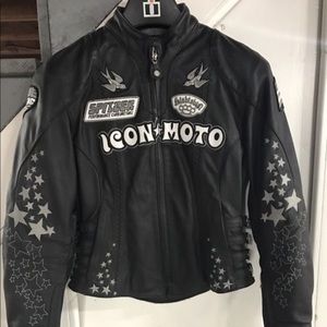 New icon go go bombshell leather motorcycle jacket